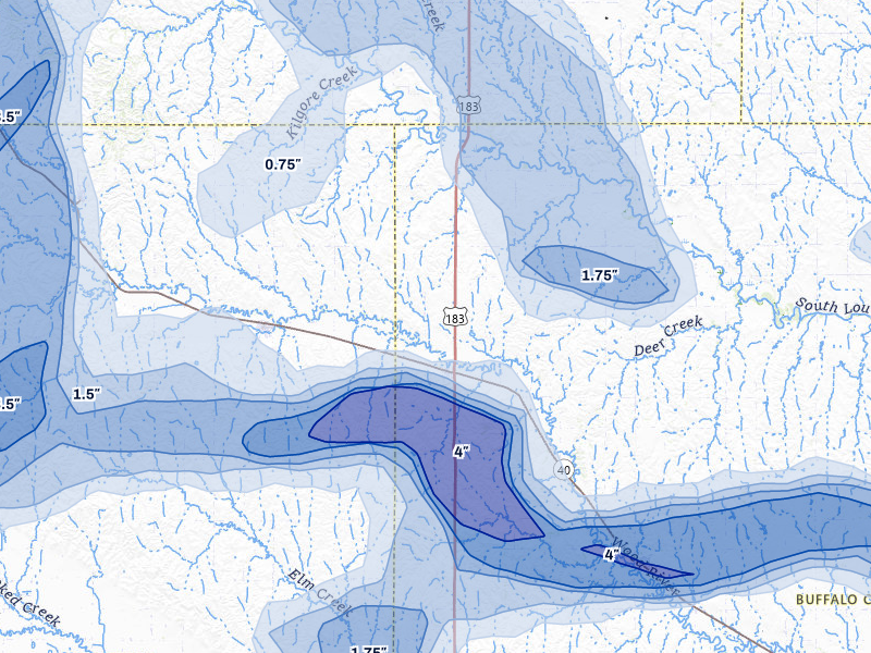 NEXRAD radar-signature map of the hail storm over Miller, NE on May 16, 2026