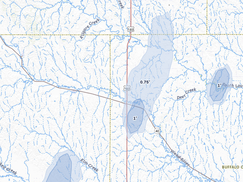 NEXRAD radar-signature map of the hail storm over Miller, NE on Jun 1, 2026