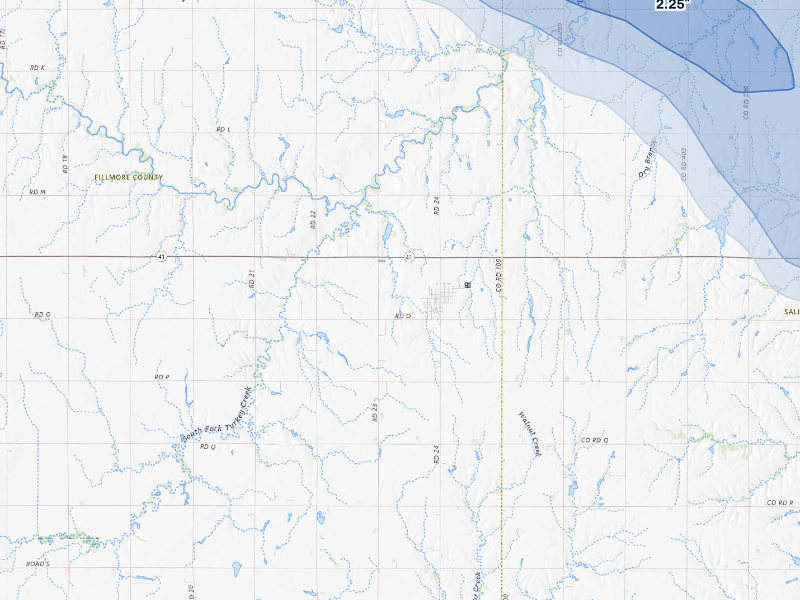 NEXRAD radar-signature map of the hail storm over Milligan, NE on Aug 19, 2026