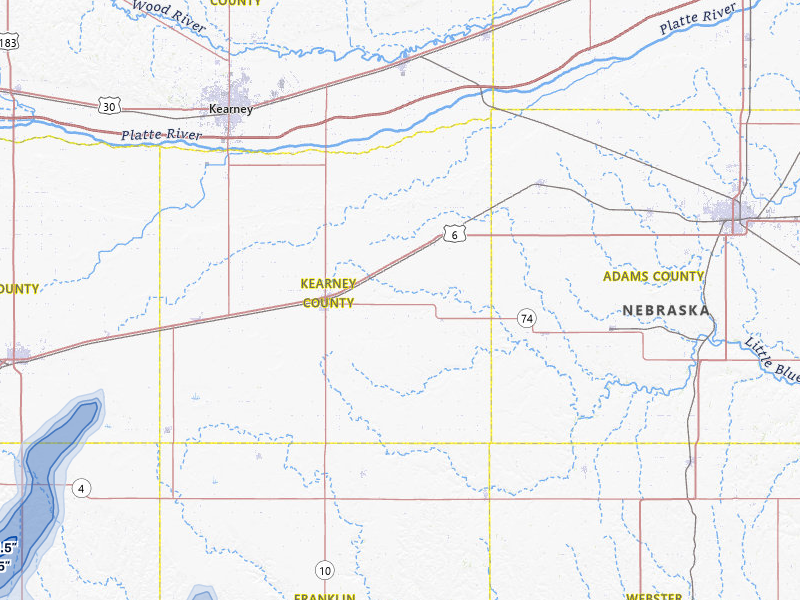NEXRAD radar-signature map of the hail storm over Minden, NE on Jun 9, 2026