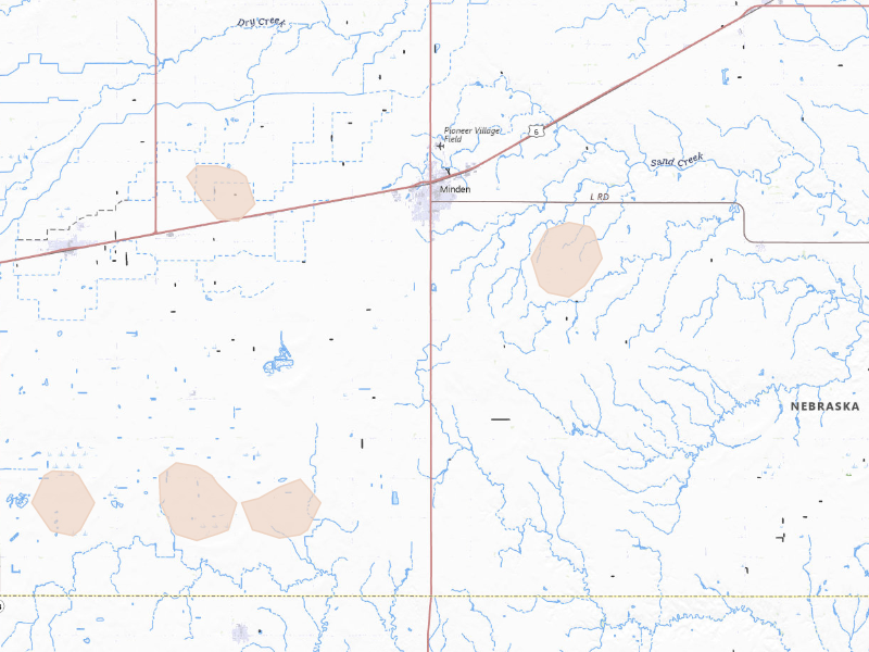 Radar-estimated hail-size map of the storm over Minden, NE