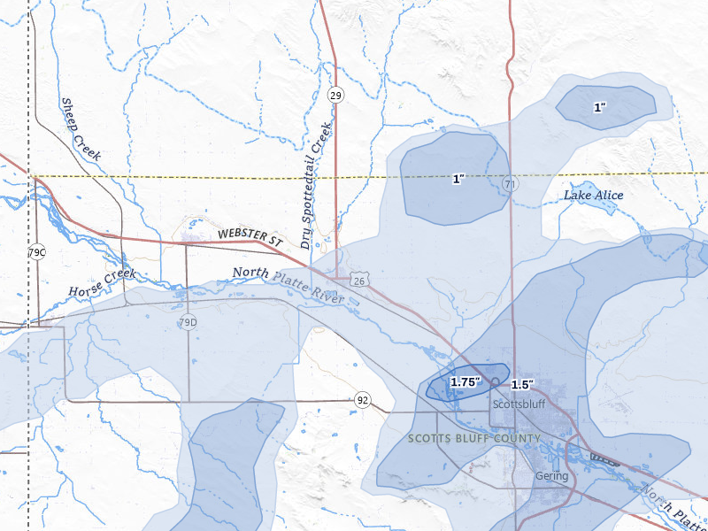 NEXRAD radar-signature map of the hail storm over Mitchell, NE on Jun 26, 2026
