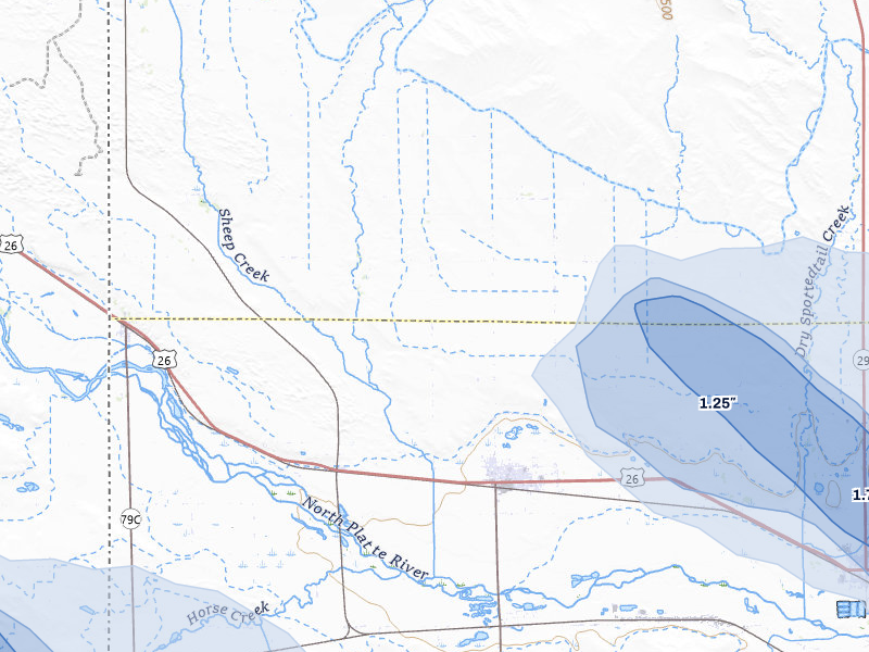 NEXRAD radar-signature map of the hail storm over Morrill, NE on Aug 9, 2026