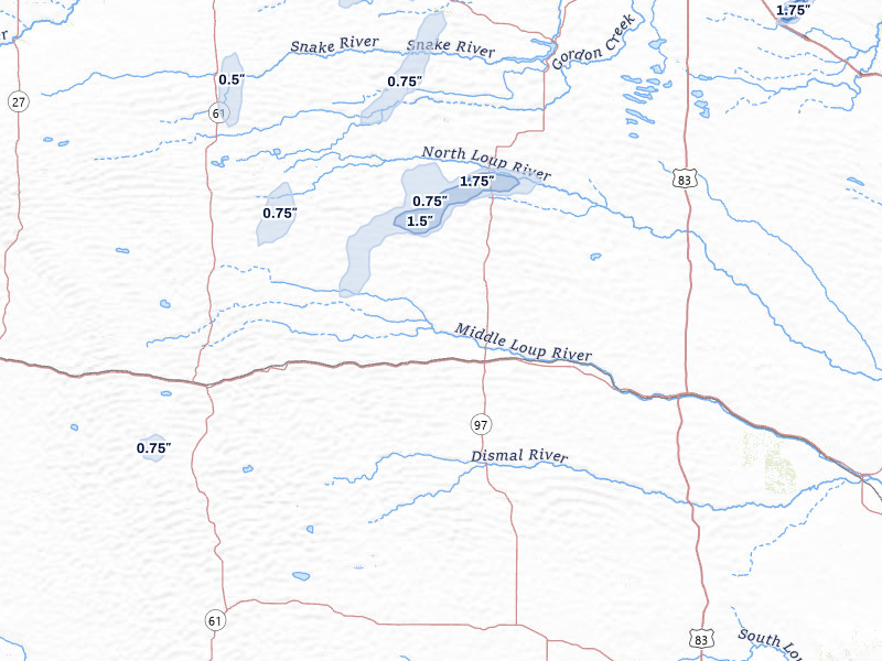 NEXRAD radar-signature map of the hail storm over Mullen, NE on May 17, 2026