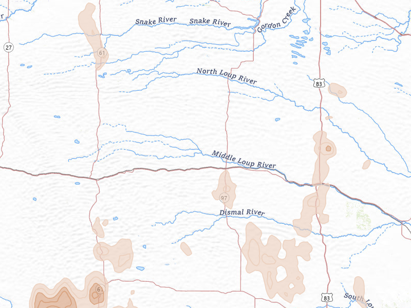 Radar-estimated hail-size map of the storm over Mullen, NE on May 30, 2026