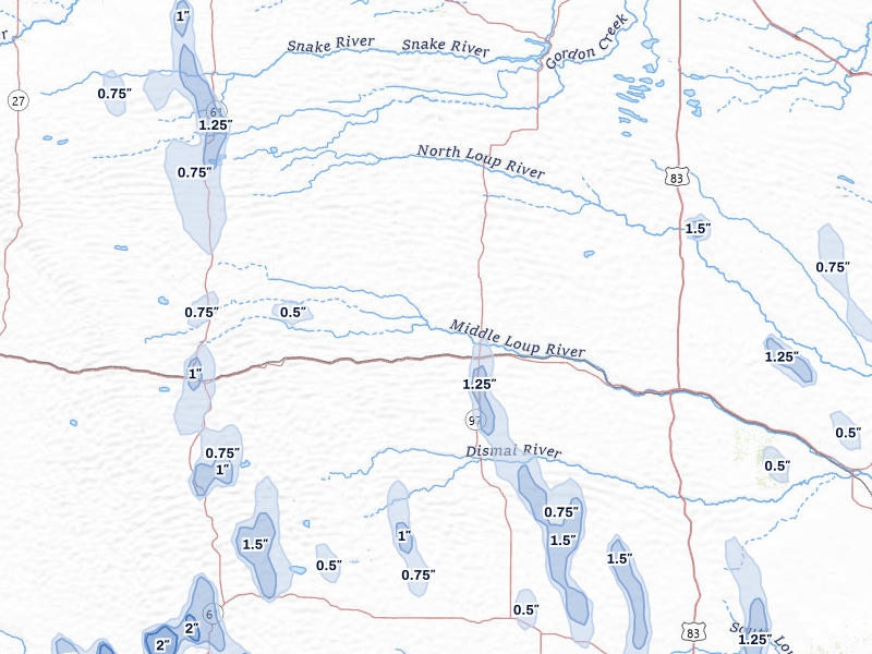 NEXRAD radar-signature map of the hail storm over Mullen, NE on May 30, 2026