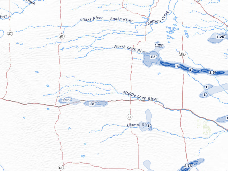 NEXRAD radar-signature map of the hail storm over Mullen, NE on Aug 3, 2026