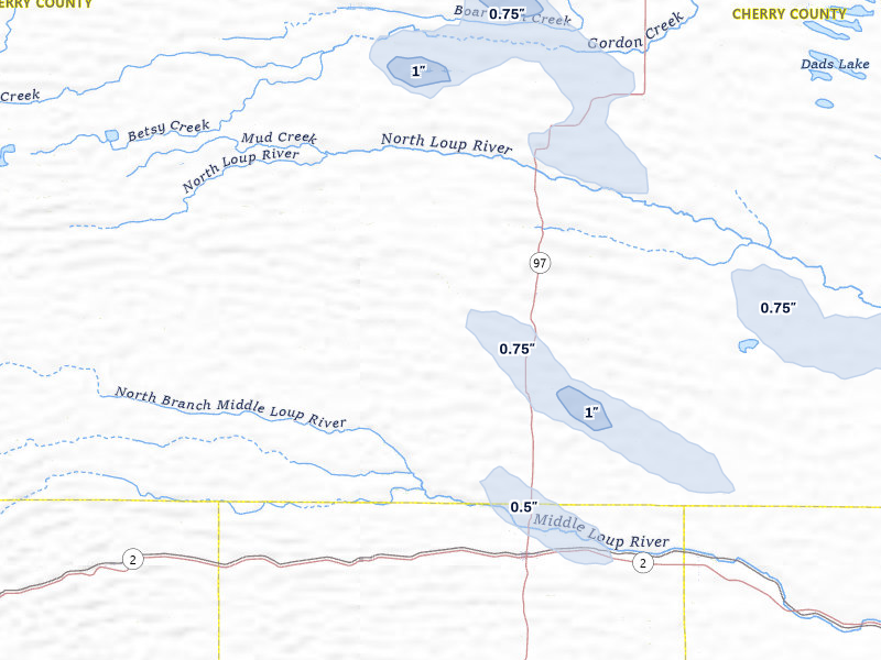 NEXRAD radar-signature map of the hail storm over Mullen, NE on Aug 8, 2026