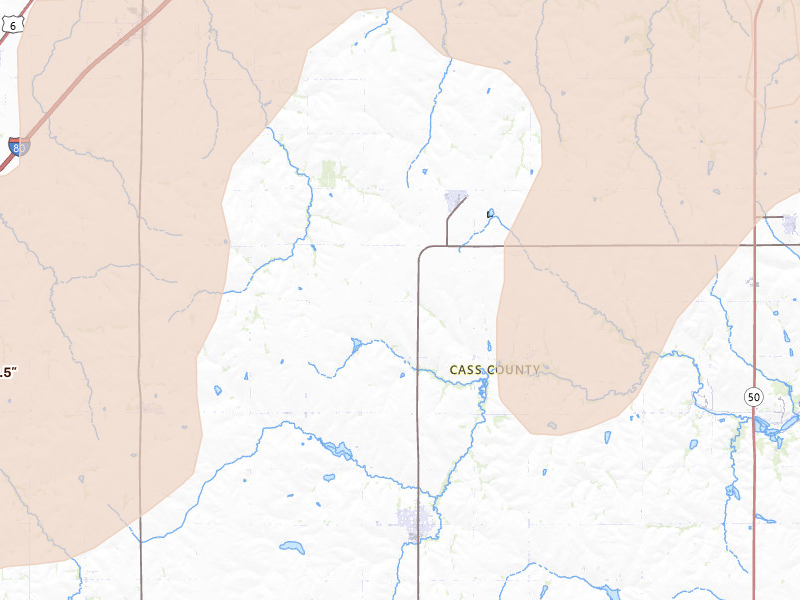 Radar-estimated hail-size map of the storm over Murdock, NE on May 17, 2026