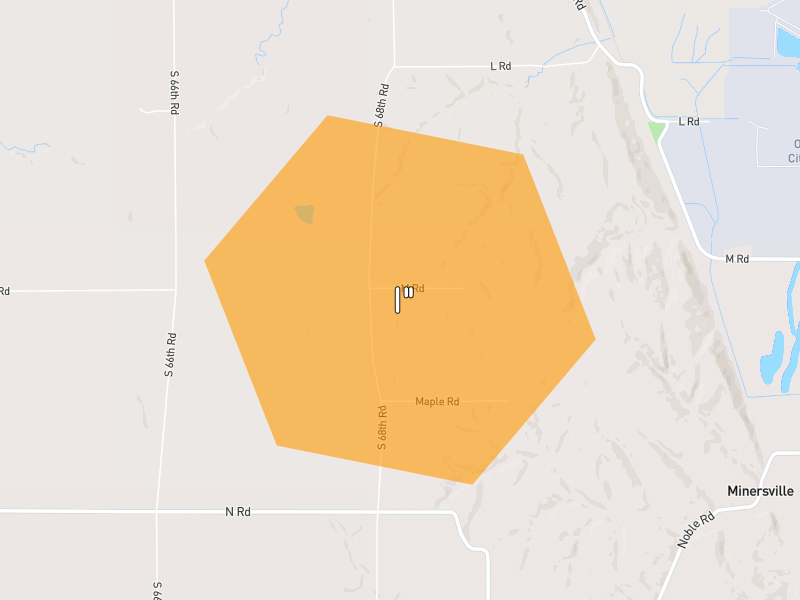 Hail map of Nebraska City, NE on Jun 4, 2026, hail up to 1"