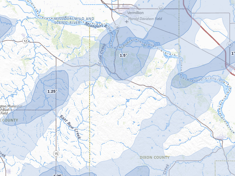 NEXRAD radar-signature map of the hail storm over Newcastle, NE on Jun 29, 2026