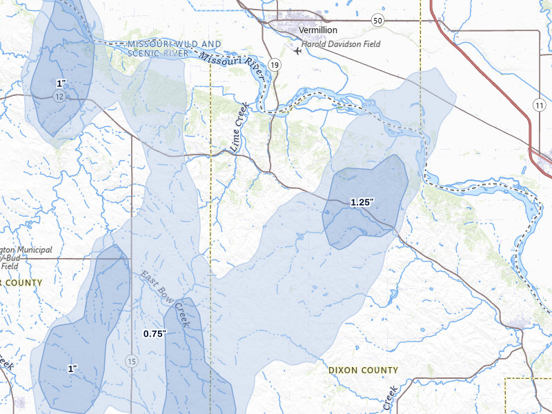 NEXRAD radar-signature map of the hail storm over Newcastle, NE on Jun 30, 2026