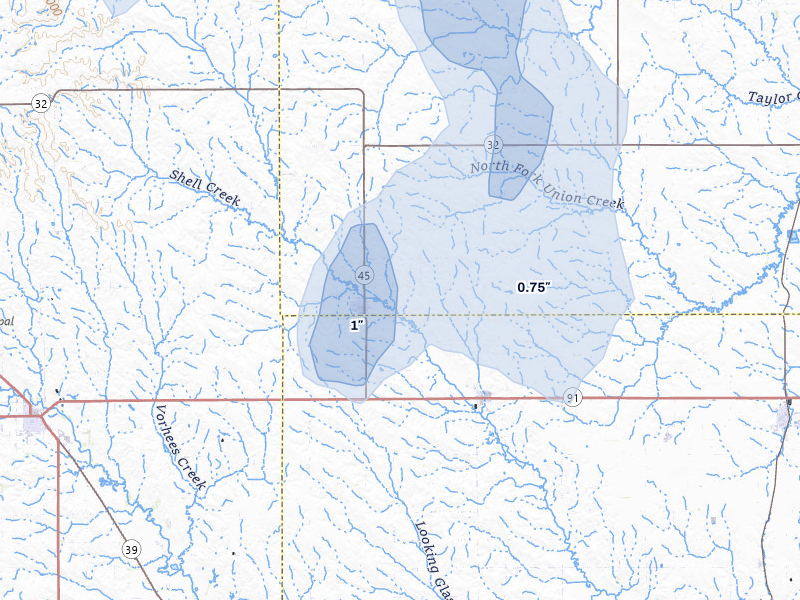 NEXRAD radar-signature map of the hail storm over Newman Grove, NE on May 16, 2026