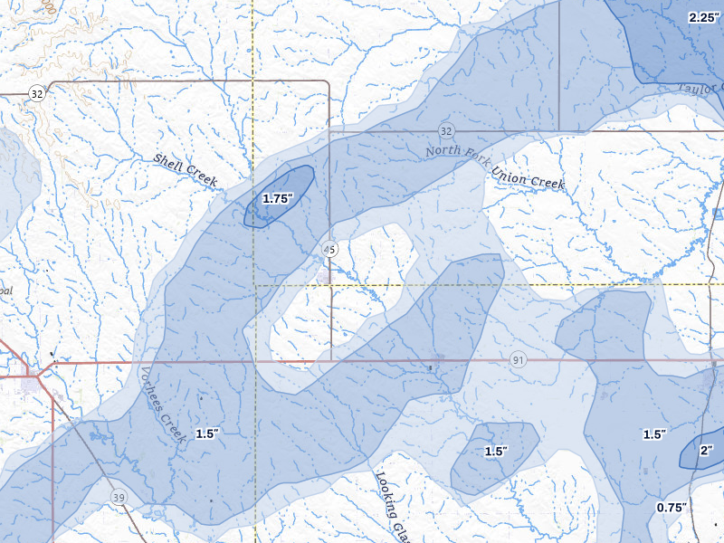 NEXRAD radar-signature map of the hail storm over Newman Grove, NE on May 17, 2026