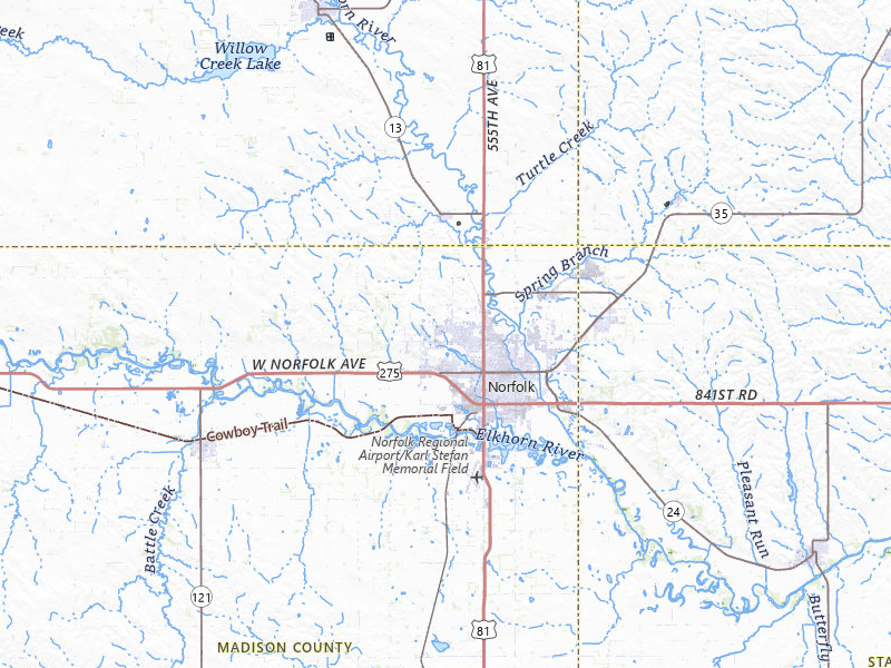 Radar-estimated hail-size map of the storm over Norfolk, NE on Jul 2, 2026