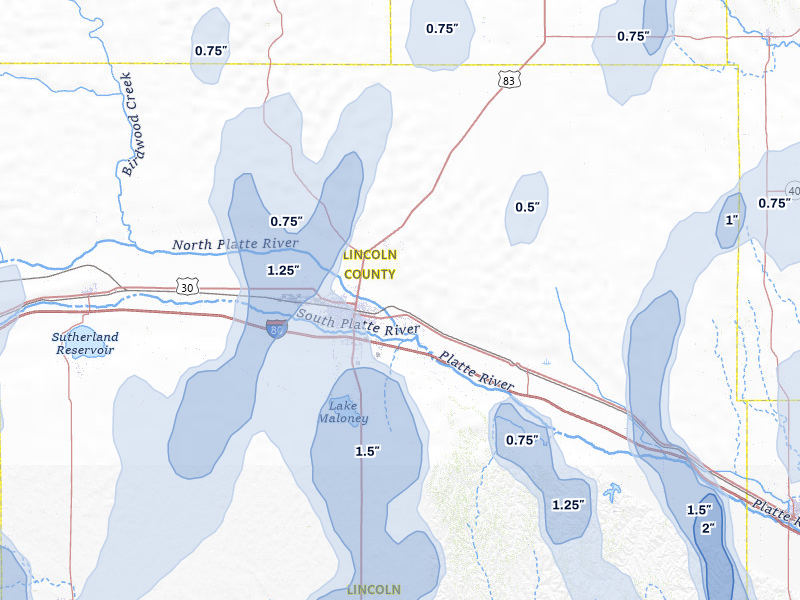 NEXRAD radar-signature map of the hail storm over North Platte, NE on May 30, 2026