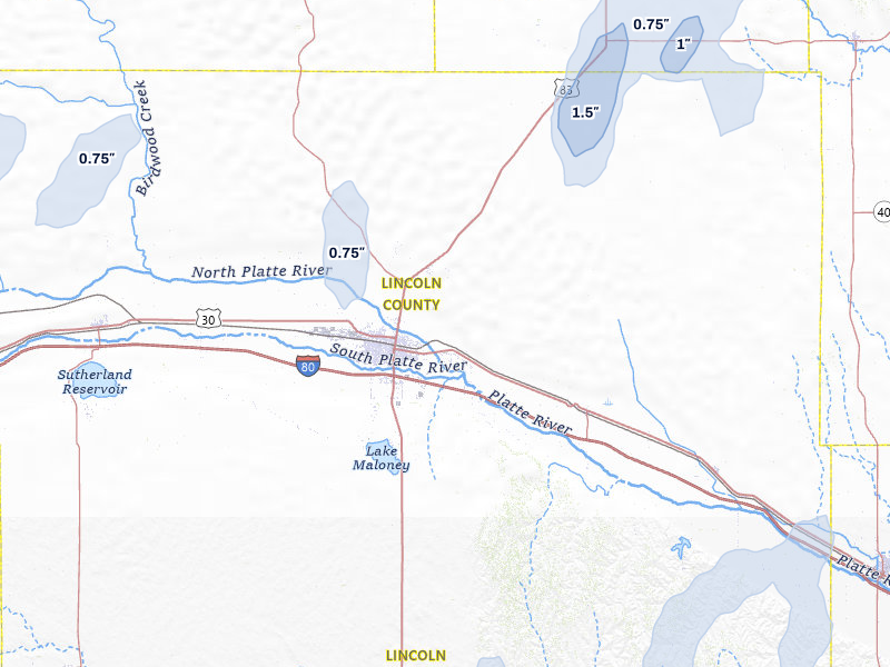NEXRAD radar-signature map of the hail storm over North Platte, NE on Jun 1, 2026