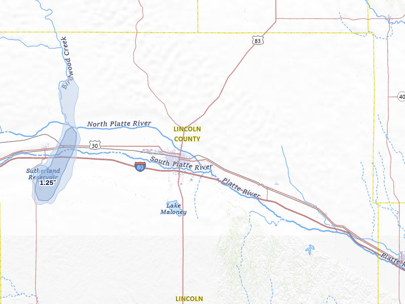 NEXRAD radar-signature map of the hail storm over North Platte, NE on Jun 8, 2026