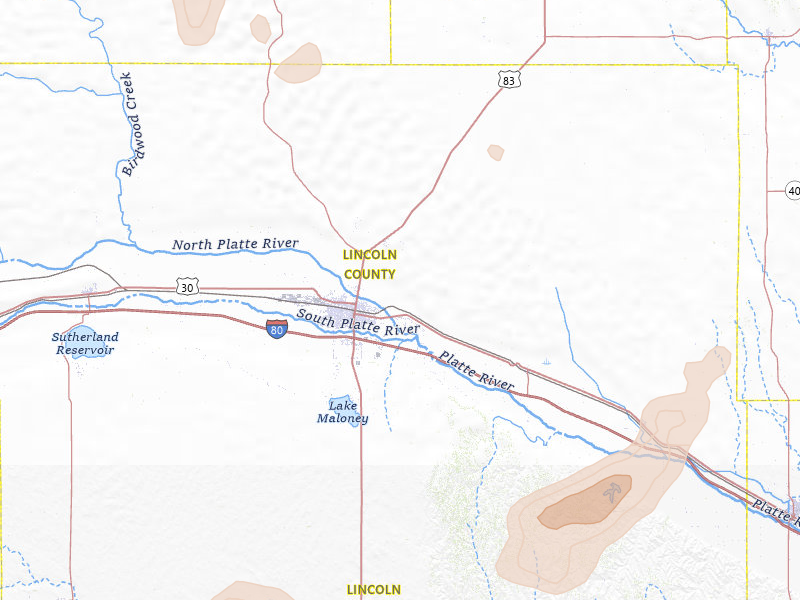 Radar-estimated hail-size map of the storm over North Platte, NE on Jul 27, 2026