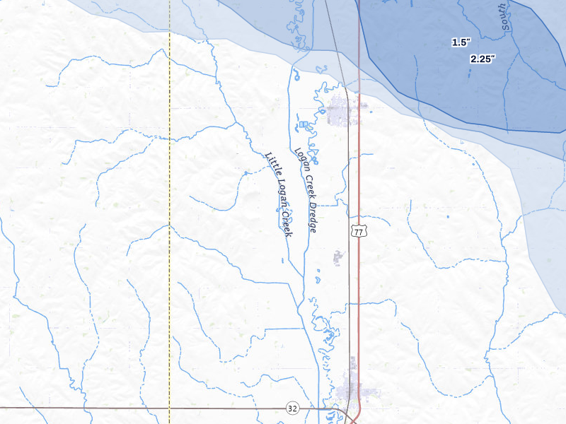 NEXRAD radar-signature map of the hail storm over Oakland, NE on May 31, 2026