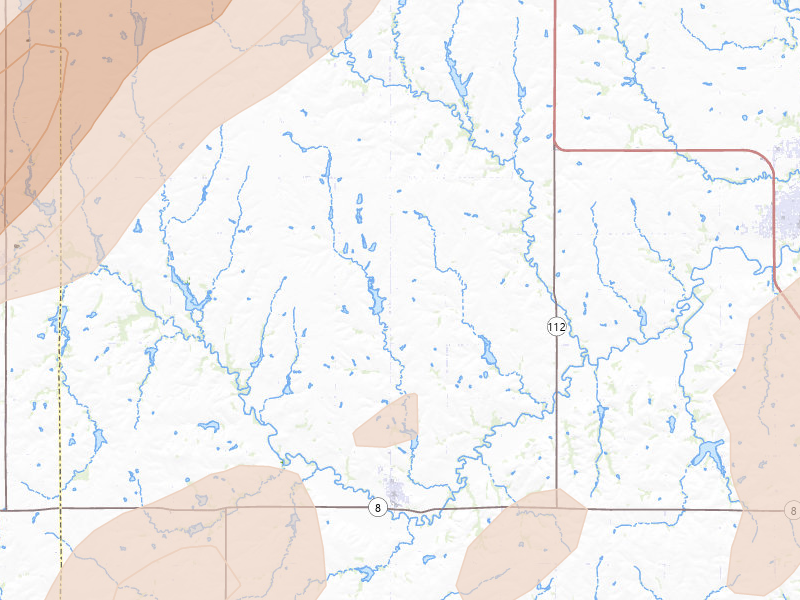 Radar-estimated hail-size map of the storm over Odell, NE on Apr 23, 2026
