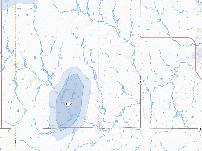 NEXRAD radar-signature map of the hail storm over Odell, NE on Jun 5, 2026