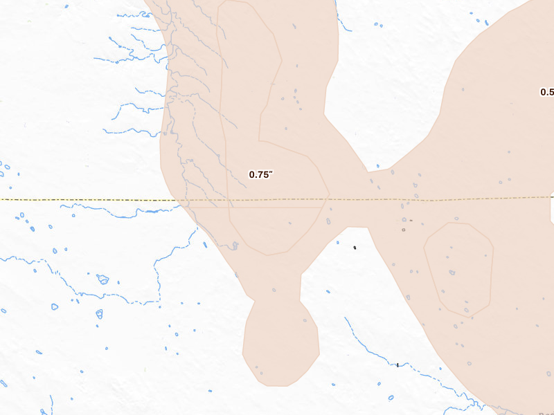 Radar-estimated hail-size map of the storm over Ogallala, NE on May 30, 2026