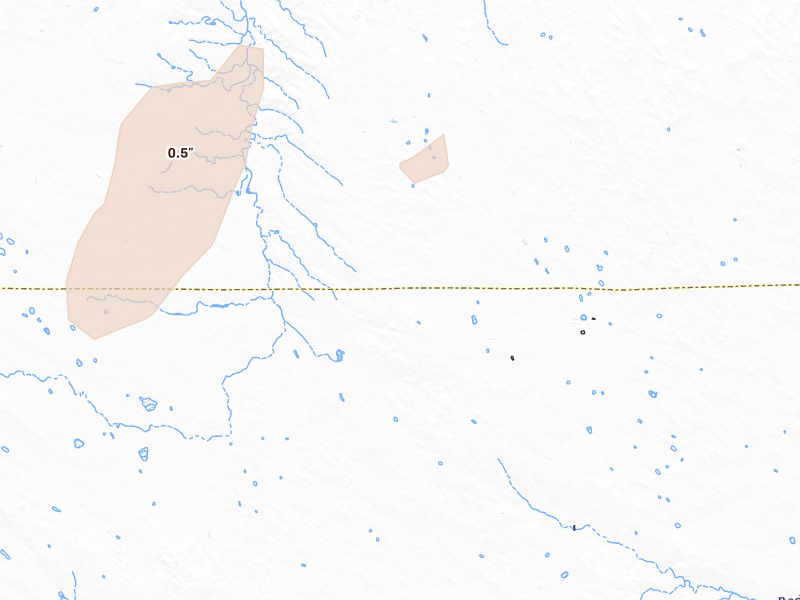 Radar-estimated hail-size map of the storm over Ogallala, NE on Jun 7, 2026