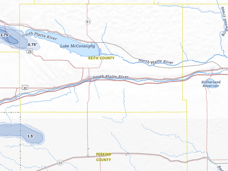 NEXRAD radar-signature map of the hail storm over Ogallala, NE on Aug 17, 2026