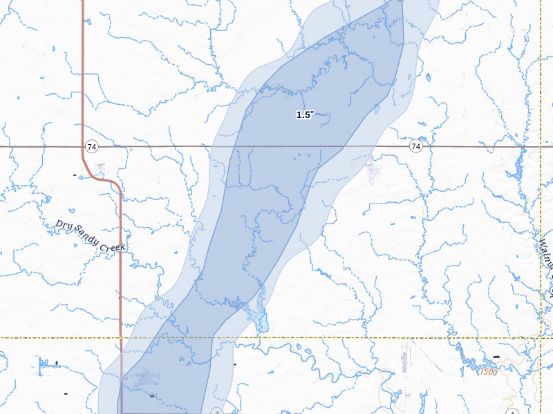 NEXRAD radar-signature map of the hail storm over Ohiowa, NE on Mar 6, 2026