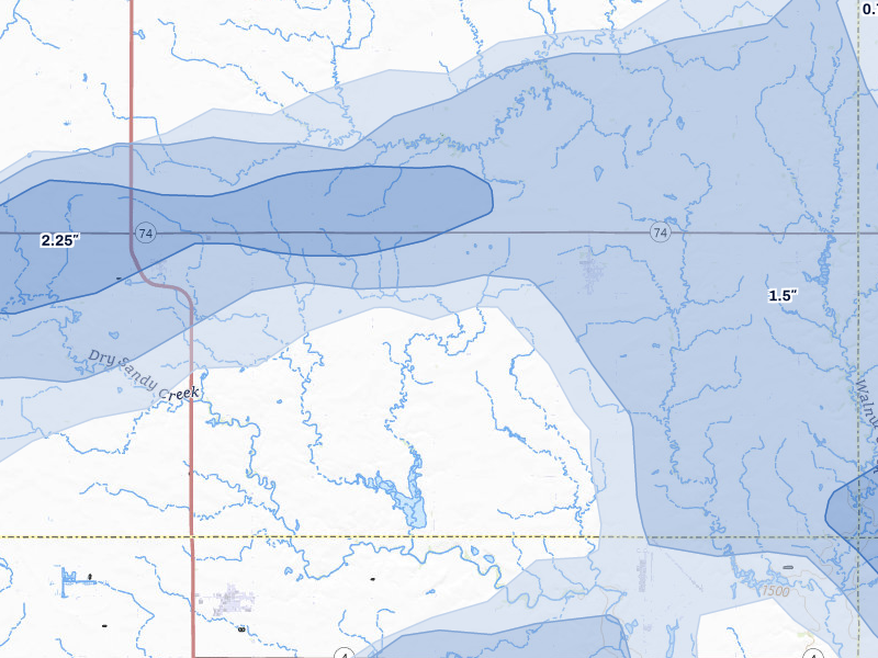 NEXRAD radar-signature map of the hail over Ohiowa, NE