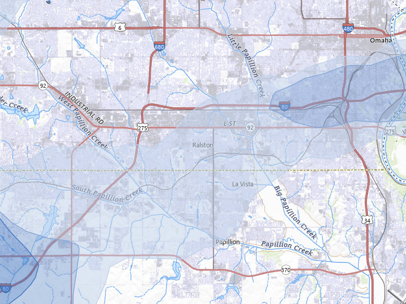 NEXRAD radar-signature map of the hail storm over Omaha, NE on Jul 3, 2026