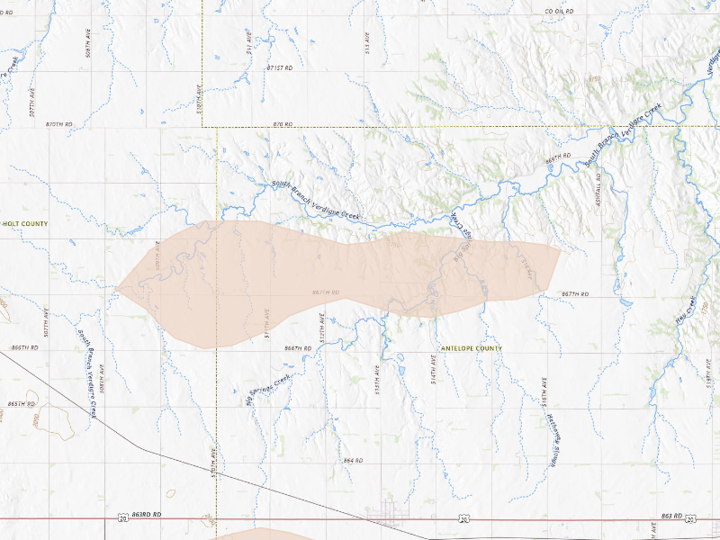 Radar-estimated hail-size map of the storm over Orchard, NE