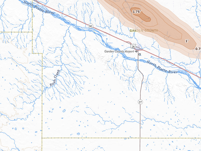 Radar-estimated hail-size map of the storm over Oshkosh, NE