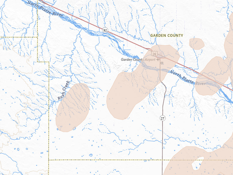 Radar-estimated hail-size map of the storm over Oshkosh, NE on Jun 30, 2026