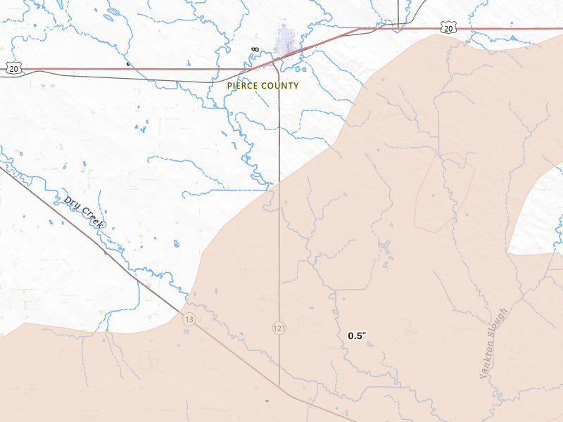 Radar-estimated hail-size map of the storm over Osmond, NE on Jun 29, 2026