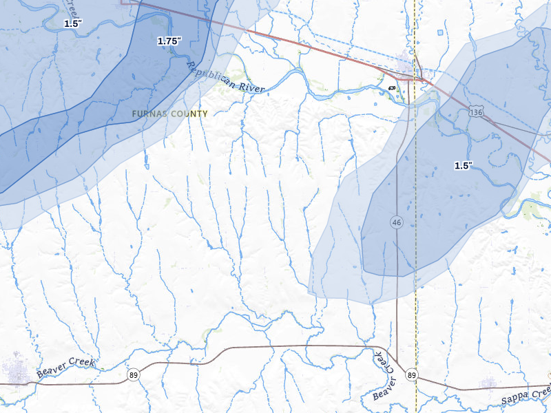 NEXRAD radar-signature map of the hail storm over Oxford, NE on Jun 3, 2026
