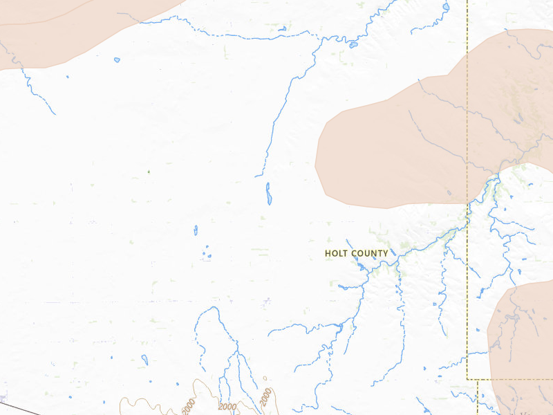 Radar-estimated hail-size map of the storm over Page, NE on Jul 2, 2026