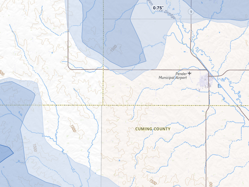 NEXRAD radar-signature map of the hail storm over Pender, NE on May 17, 2026