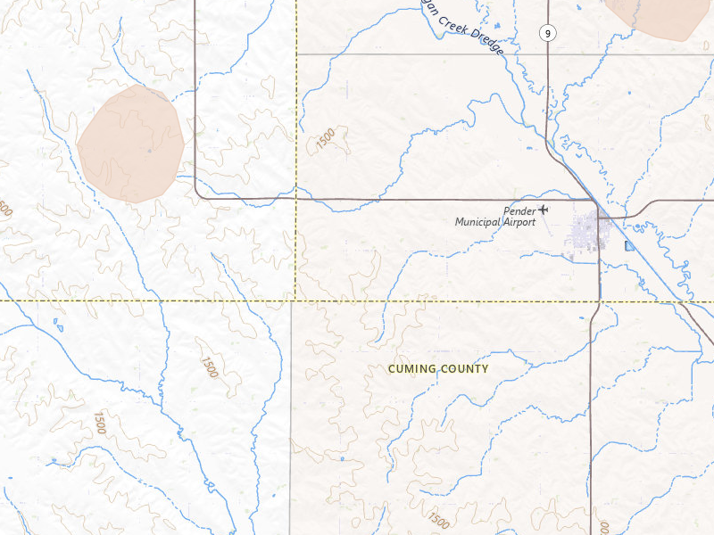 Radar-estimated hail-size map of the storm over Pender, NE on Jul 2, 2026