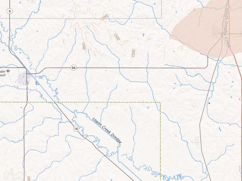 Radar-estimated hail-size map of the storm over Pender, NE on Jul 8, 2026