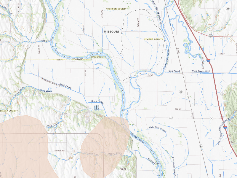 Radar-estimated hail-size map of the storm over Peru, NE