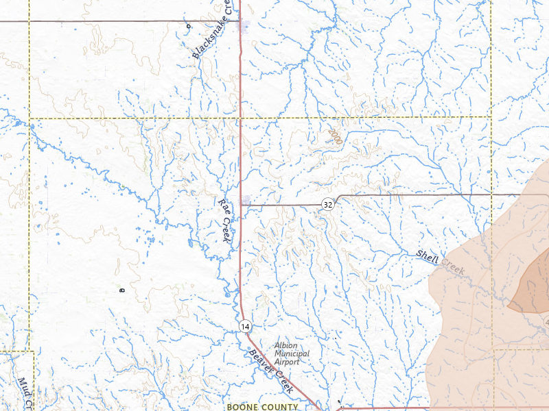 Radar-estimated hail-size map of the storm over Petersburg, NE on May 17, 2026