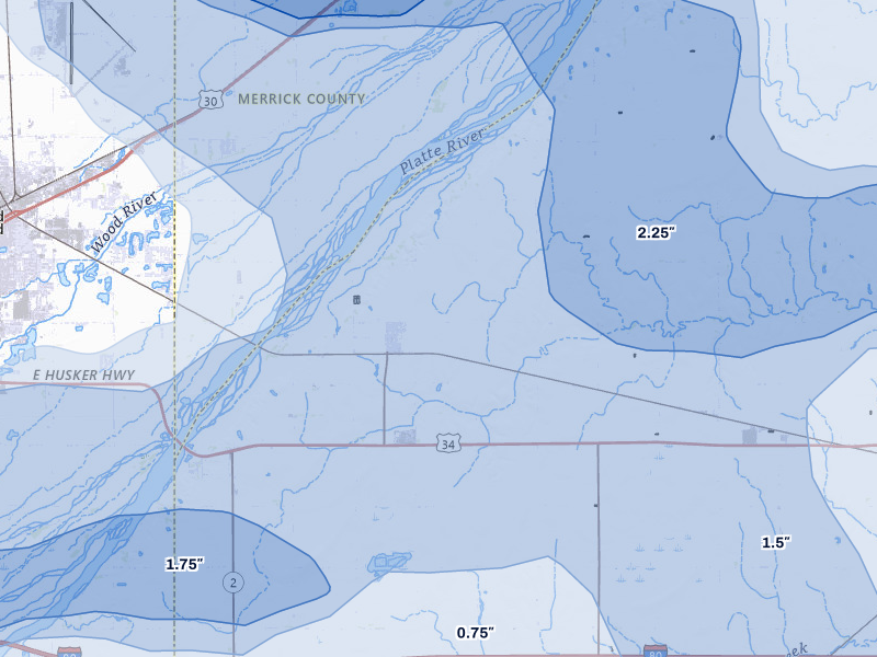 NEXRAD radar-signature map of the hail storm over Phillips, NE on Jul 8, 2026