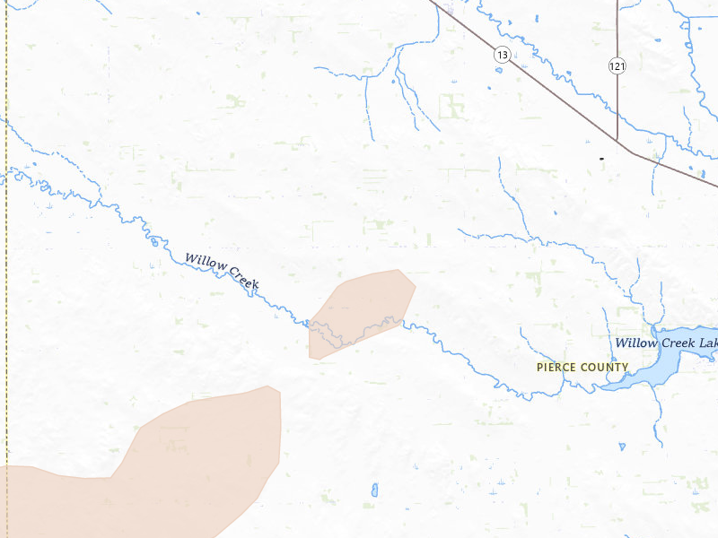 Radar-estimated hail-size map of the storm over Pierce, NE on Sep 1, 2026