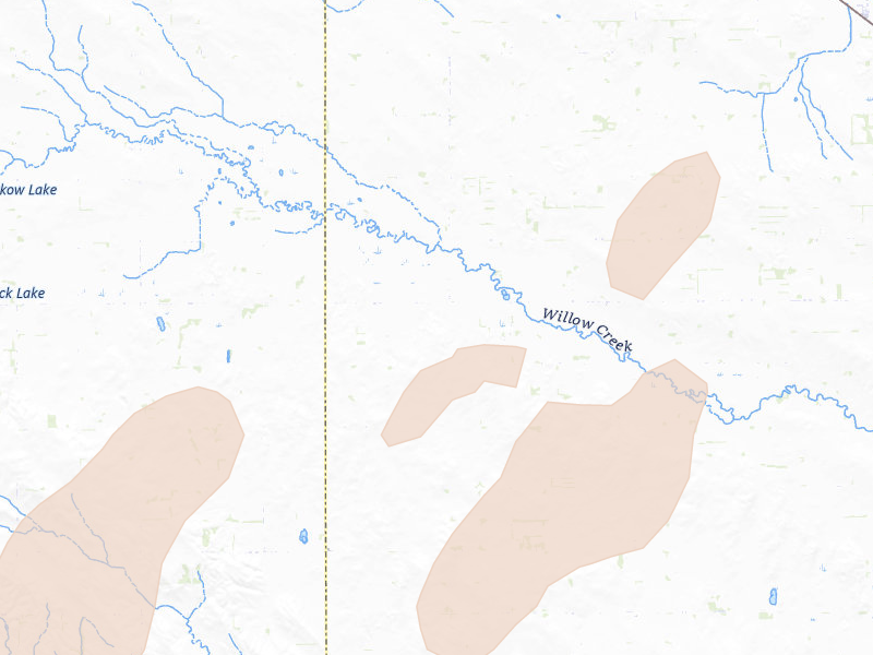 Radar-estimated hail-size map of the storm over Plainview, NE on May 25, 2026