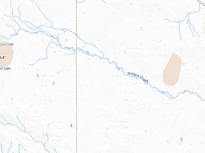 Radar-estimated hail-size map of the storm over Plainview, NE on Jun 30, 2026