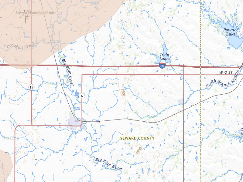 Radar-estimated hail-size map of the storm over Pleasant Dale, NE on Apr 25, 2026