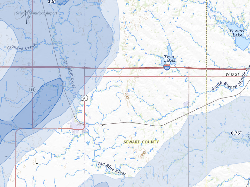NEXRAD radar-signature map of the hail storm over Pleasant Dale, NE on May 18, 2026