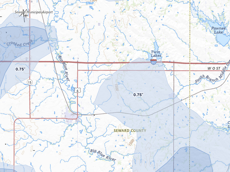 NEXRAD radar-signature map of the hail storm over Pleasant Dale, NE on Jun 5, 2026